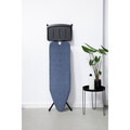 Masa de calcat, Brabantia B, Denim Blue, 124x38 cm, 7 pozitii de reglare, cu suport statie de calcat, otel/bumbac