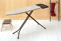 Masa de calcat, Brabantia B, Denim Grey, 124x38 cm, 7 pozitii de reglare, cu suport statie de calcat, otel/bumbac