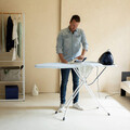 Masa de calcat, Brabantia C, Fresh Breeze, 124x45 cm, 7 pozitii de reglare, cu suport statie de calcat, otel/bumbac