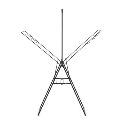 Uscator de rufe cu suport umerase, Brabantia, Hangon Matt, 25 m capacitate de uscare, otel, negru mat