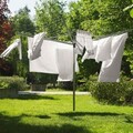 Uscator de rufe rotativ cu 4 brate + cu suport fixare pamant + husa, Brabantia, Lift-O-Matic, 50 m capacitate de uscare, otel, gri metalizat