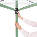 Uscator de rufe rotativ cu 4 brate + cu suport fixare pamant + husa + set carlige rufe, Brabantia, Lift-O-Matic, 50 m capacitate de uscare, otel, verde