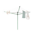 Uscator de rufe rotativ cu 4 brate + cu suport fixare pamant + husa + set carlige rufe, Brabantia, Lift-O-Matic, 50 m capacitate de uscare, otel, verde
