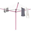 Uscator de rufe rotativ cu 4 brate + cu suport fixare pamant + husa + set carlige rufe, Brabantia, Lift-O-Matic, 50 m capacitate de uscare, otel, roz