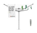 Uscator de rufe rotativ cu 4 brate + cu suport fixare pamant, Brabantia, Lift-O-Matic, 60 m capacitate de uscare, otel, gri metalizat