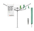 Uscator de rufe rotativ cu 4 brate + cu suport fixare pamant + husa, Brabantia, Lift-O-Matic, 60 m capacitate de uscare, otel, gri metalizat