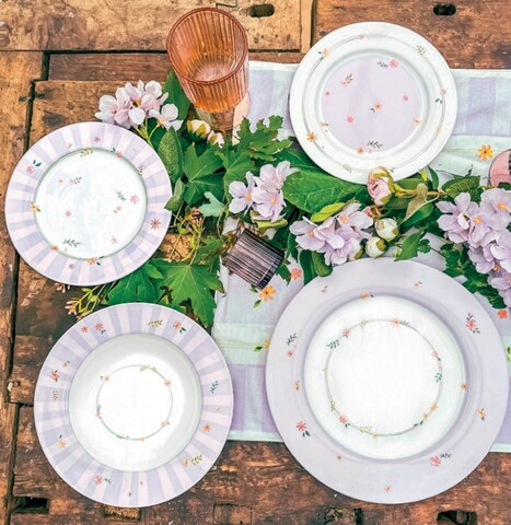 Serviciu de masa 18 piese, Brandani, Polline Lilac, portelan New Bone China