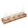 Set 4 recipiente pentru condimente si suport, Carlos, Homla, 33.5x8.5x3.5 cm, lemn/sticla, maro/transparent