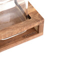 Set 4 recipiente pentru condimente si suport, Carlos, Homla, 33.5x8.5x3.5 cm, lemn/sticla, maro/transparent
