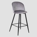 Scaun de bar Inu Reducido, Homla, 48.5x43x89 cm, metal/MDF/catifea din poliester, gri