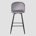 Scaun de bar Inu Reducido, Homla, 48.5x43x89 cm, metal/MDF/catifea din poliester, gri