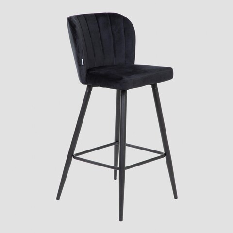 Scaun de bar Hana Reducido, Homla, 52x44x89 cm, metal/MDF/catifea din poliester, negru