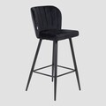 Scaun de bar Hana Reducido, Homla, 52x44x89 cm, metal/MDF/catifea din poliester, negru