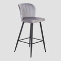 Scaun de bar Hana Reducido, Homla, 52x44x89 cm, metal/MDF/catifea din poliester, gri