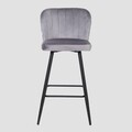 Scaun de bar Hana Reducido, Homla, 52x44x89 cm, metal/MDF/catifea din poliester, gri