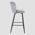 Scaun de bar Hana Reducido, Homla, 52x44x89 cm, metal/MDF/catifea din poliester, gri