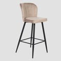 Scaun de bar Hana Reducido, Homla, 52x44x89 cm, metal/MDF/catifea din poliester, bej