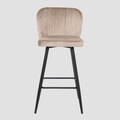 Scaun de bar Hana Reducido, Homla, 52x44x89 cm, metal/MDF/catifea din poliester, bej