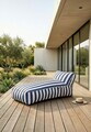 Sezlong Maris, Homla, 150x70x65 cm, poliester/spuma, alb/albastru