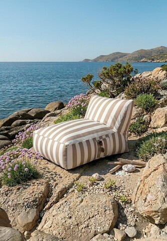Sezlong Maris, Homla, 102x72x65 cm, poliester/spuma, alb/bej