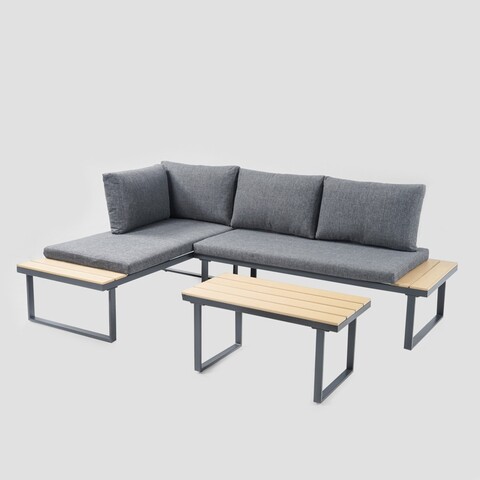 Set mobilier pentru gradina 3 piese Lusso, Homla, 145x67x72 cm, otel/poliester/polipropilena, multicolor