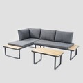 Set mobilier pentru gradina 3 piese Lusso, Homla, 145x67x72 cm, otel/poliester/polipropilena, multicolor