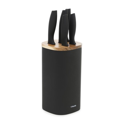 Set 5 cutite + suport B2 Skat Essentials, Homla, inox, negru