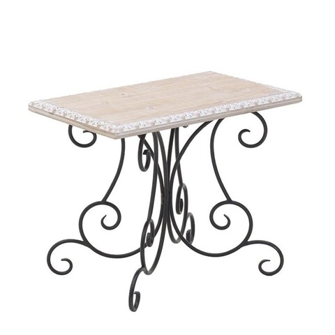 Masa Antique, InArt, 58x38x46 cm, metal/lemn, bej/negru