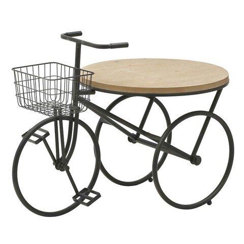 Masa pentru gradina Bicycle, InArt, 94x60x70 cm, metal/lemn, bej/negru