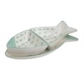 Set 3 platouri pentru gustari Fish, InArt, ceramica, alb/mint
