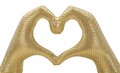 Figurina /sculptura decorativa Hands Lover, Mauro Ferretti, 25x7.5x13.5 cm, polirasina, auriu