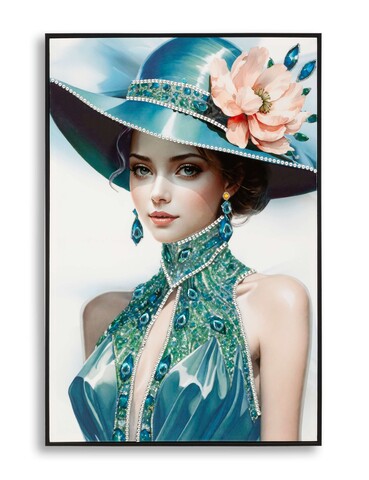 Tablou decorativ Pam -B, Mauro Ferretti, 62x92 cm, lemn de pin/canvas pictat si lacuit, multicolor