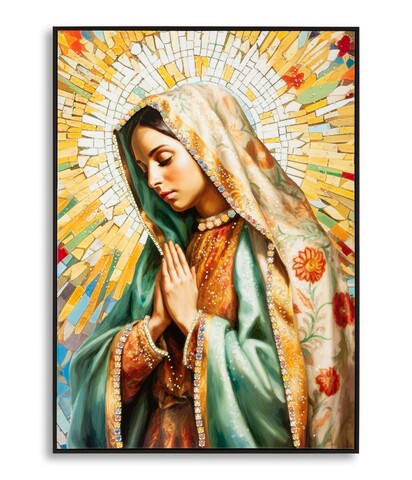 Tablou decorativ Madonna -A, Mauro Ferretti, 72x102 cm, lemn de pin/canvas pictat si lacuit, multicolor