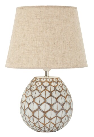 Lampa de masa Tibet, Mauro Ferretti,  1 x E27, 40W, 35x52 cm, polirasina/fier/textil, alb antic