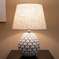 Lampa de masa Tibet, Mauro Ferretti,  1 x E27, 40W, 35x52 cm, polirasina/fier/textil, alb antic