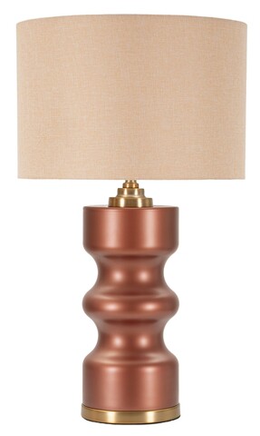 Lampa de masa Rosenthal -H, Mauro Ferretti,  1 x E27, 40W, 40.5x69.5 cm, sticla/fier/textil, maro/auriu