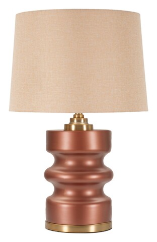 Lampa de masa Rosenthal -B, Mauro Ferretti,  1 x E27, 40W, 36.5x56.5 cm, sticla/fier/textil, maro/auriu
