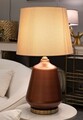 Lampa de masa Rosenthal -C, Mauro Ferretti,  1 x E27, 40W, 35.5x65 cm, sticla/fier/textil, maro/auriu