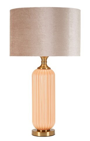 Lampa de masa Perly -C, Mauro Ferretti,  1 x E27, 40W, 35.5x64 cm, sticla/fier/textil, perla/auriu