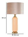 Lampa de masa Perly -C, Mauro Ferretti,  1 x E27, 40W, 35.5x64 cm, sticla/fier/textil, perla/auriu