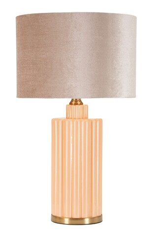 Lampa de masa Perly -D, Mauro Ferretti,  1 x E27, 40W, 40.5x69.5 cm, sticla/fier/textil, perla/auriu