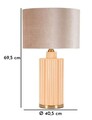 Lampa de masa Perly -D, Mauro Ferretti,  1 x E27, 40W, 40.5x69.5 cm, sticla/fier/textil, perla/auriu