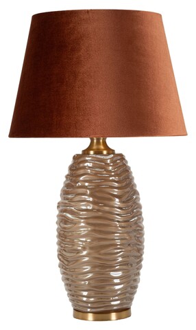 Lampa de masa Prague -W, Mauro Ferretti,  1 x E27, 40W, 45.5x79 cm, sticla/fier/textil, maro/auriu