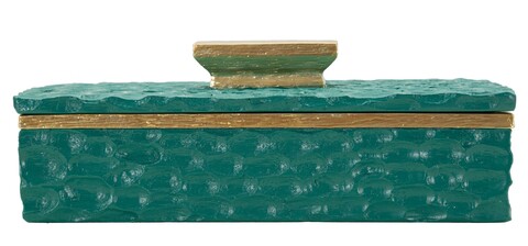 Cutie decorativa Grent, Mauro Ferretti, 18.8x10.8x6.4 cm, polirasina, verde/auriu
