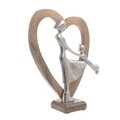 Decoratiune  Mother&Child, InArt, 23x8x29 cm, metal/lemn, argintiu/bej