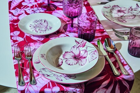 Serviciu de masa 18 piese Linea Atollo, Andrea Fontebasso, portelan, alb/roz