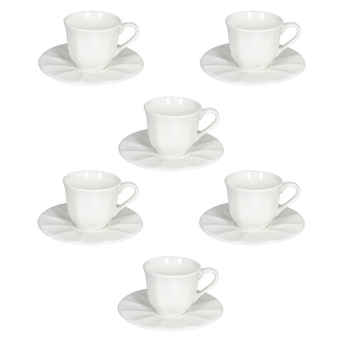 Set 6 cesti de cafea cu farfurie Queen, Andrea Fontebasso, 85 ml, New Bone China, alb