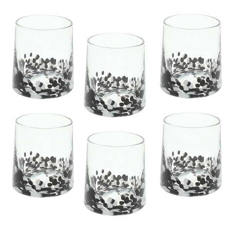 Set 6 pahare Venezia, Andrea Fontebasso, 300 ml, sticla, negru/transparent