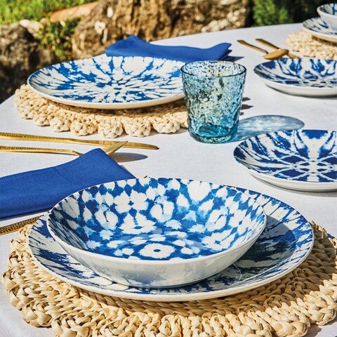Serviciu de masa 18 piese Madison Mirage, Tognana, portelan, alb/albastru