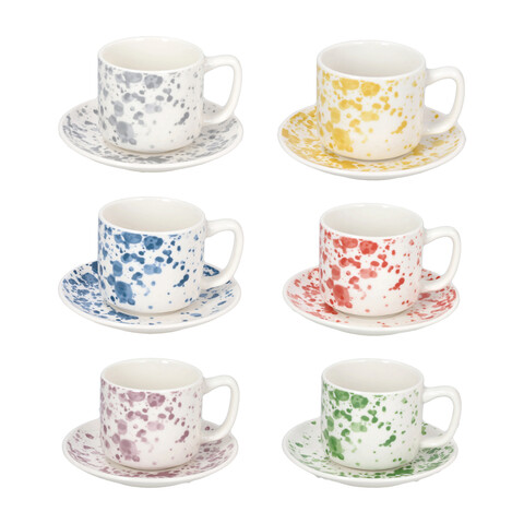 Set 6 cesti de cafea cu farfurie Ivy Apulia, Tognana, 100 ml, New Bone China, multicolor